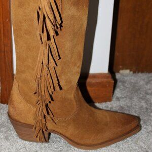 Boots, suede with fringe and side zips